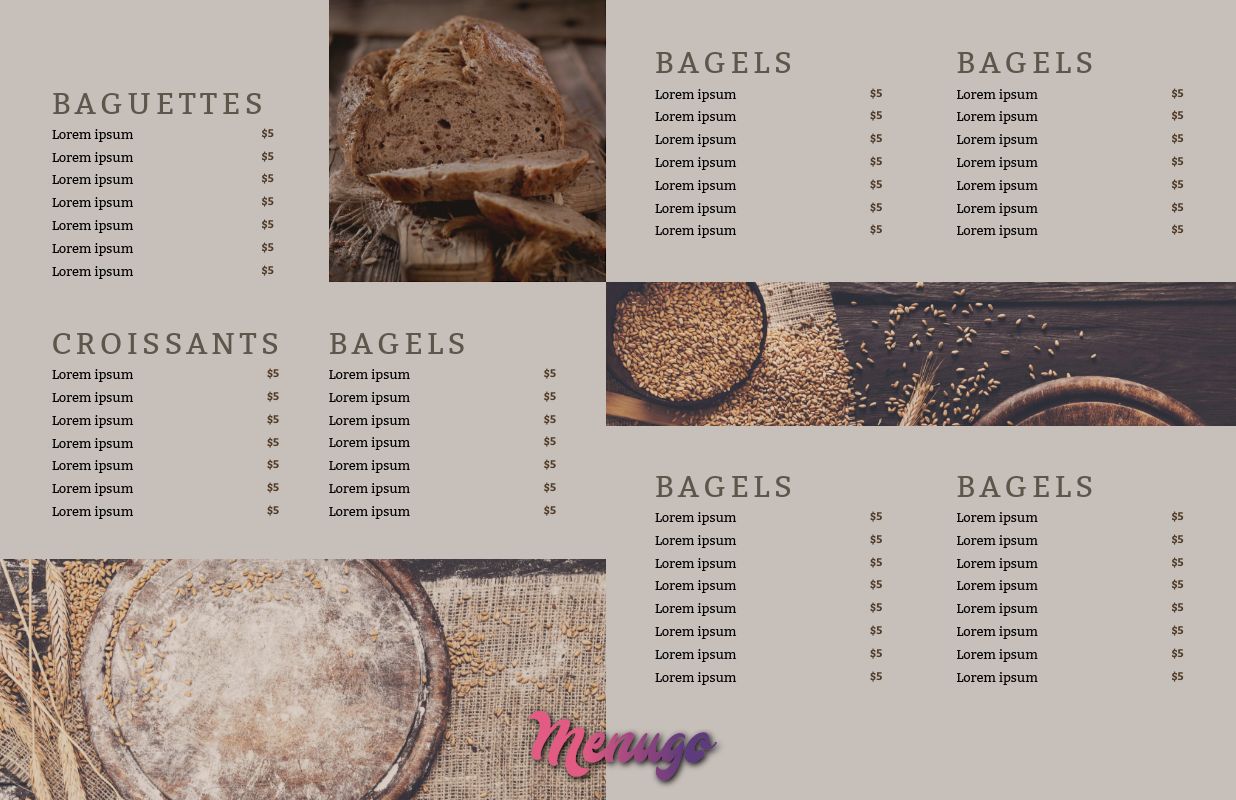 Menugo - Rustic Bakery Menu Template