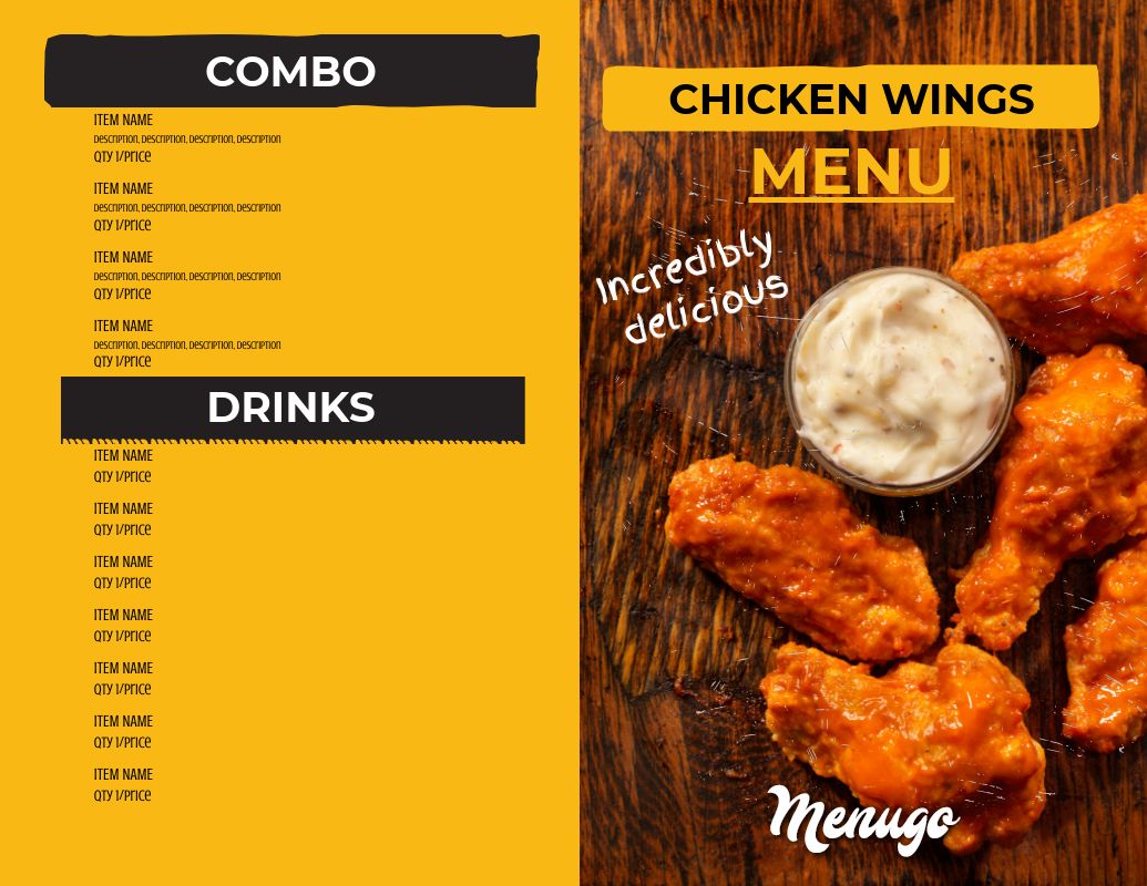 Chicken wings deals menu