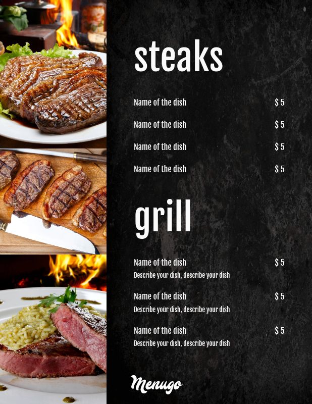 Grilled menu clearance