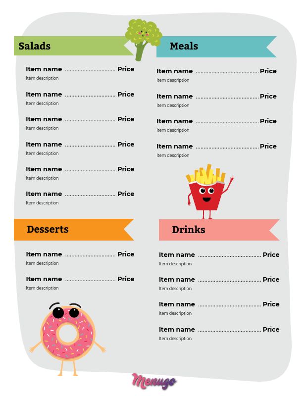 Menugo - Healthy Kids Menu Template