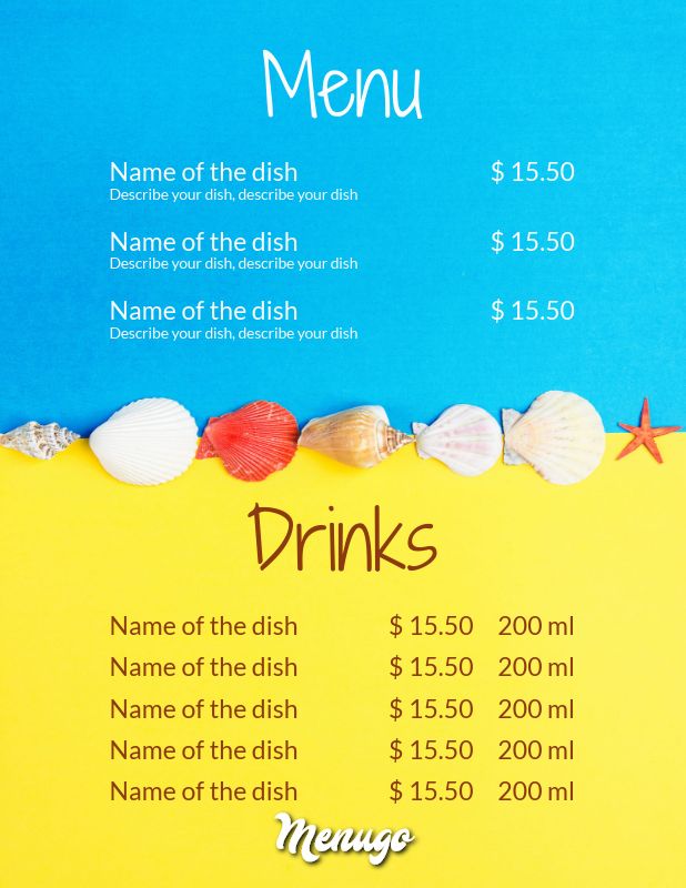 Beach Menu Template