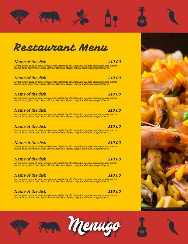 Menugo Spanish Menu Template