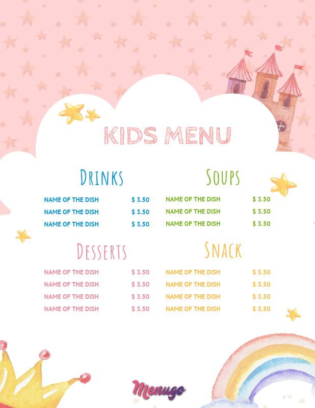 Menugo - Kids Menu Template