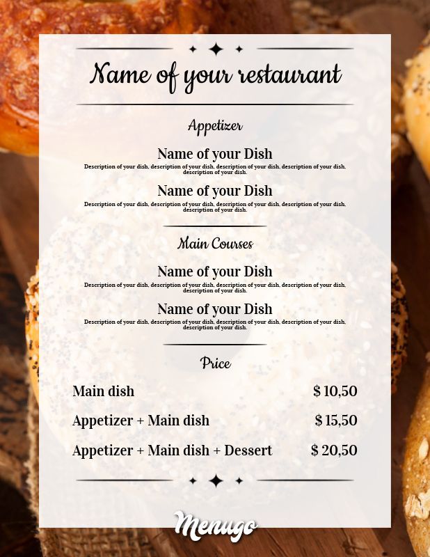 Menugo - Catered Dinner Menu