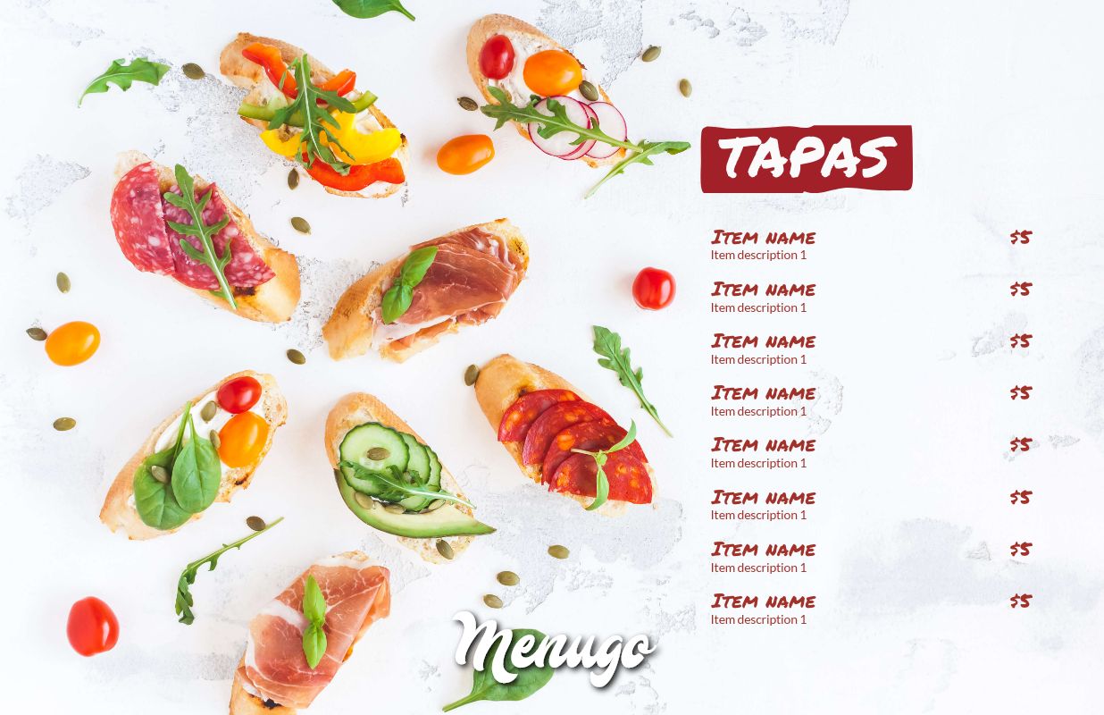 Menugo Just Tapas Menu Theme