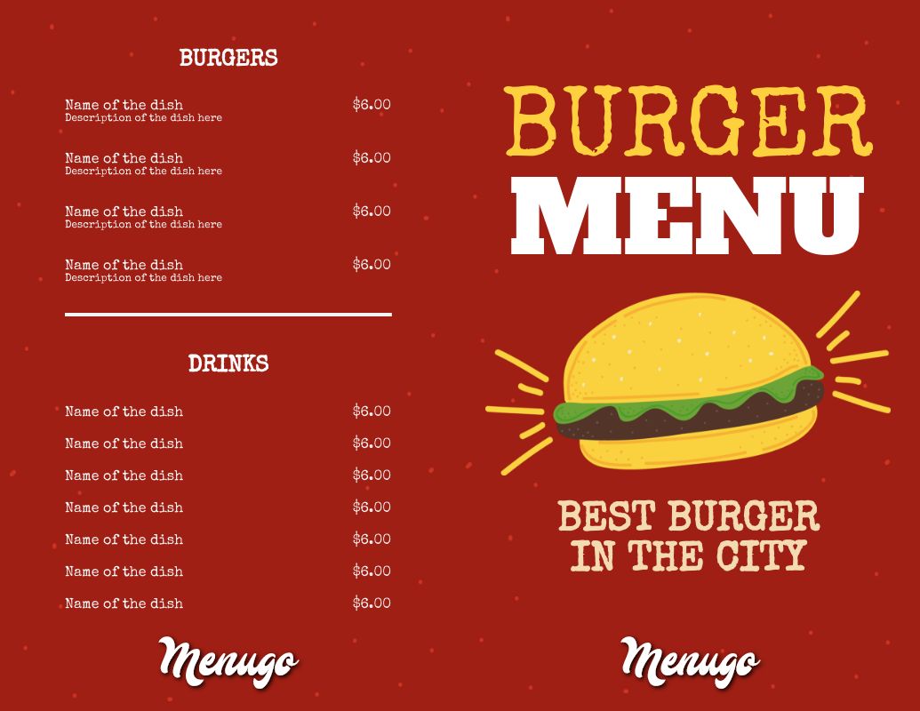 Big picture shop burger menu