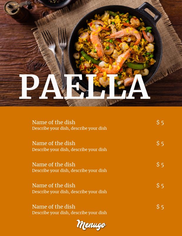 Spanish Restaurant Menu Template