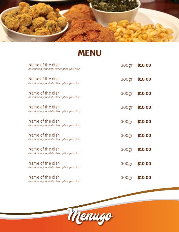 Soul Food Menu Template