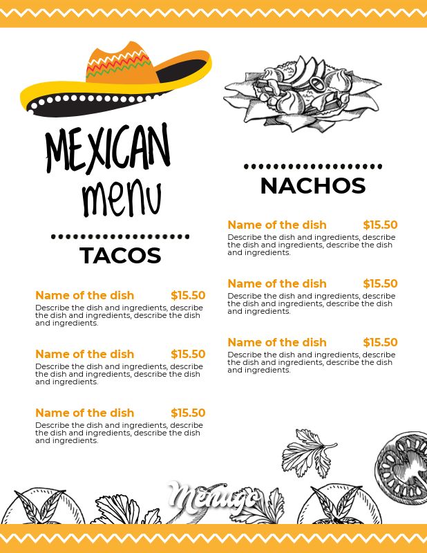 Menugo Tacos Mexican Restaurant Menu Theme