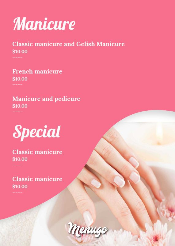 Menugo Nail Salon Menu