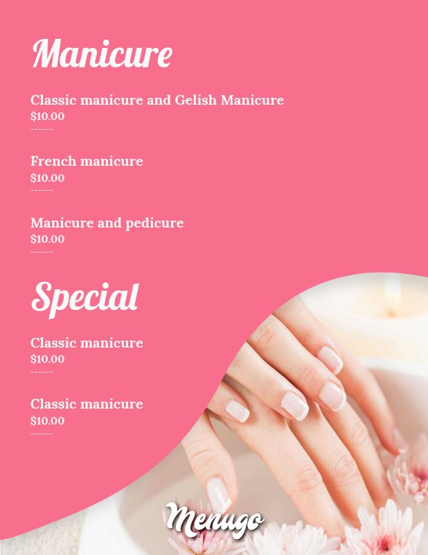 Pedicure Menu Template