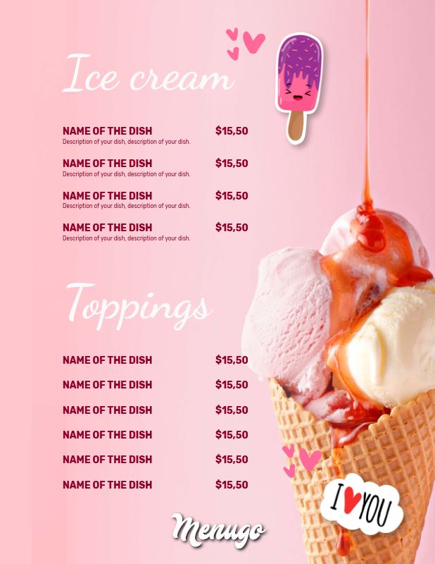 Free Printable, Customizable Ice Cream Menu Templates Canva, 46% OFF