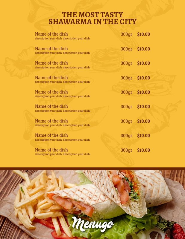 Menugo Shawarma Menu Template