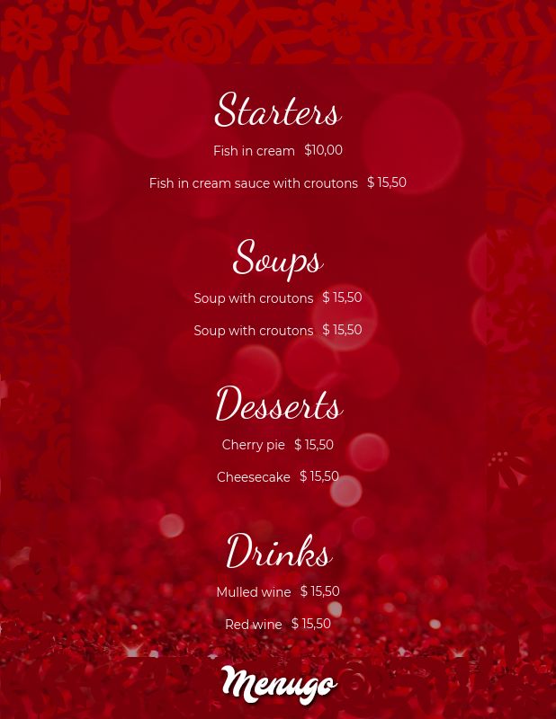 Menugo - Valentines Day Menu