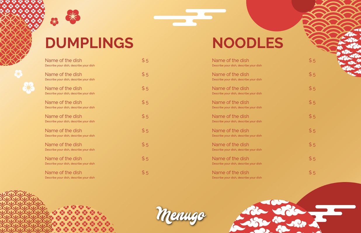 Menugo Chinese Lanterns Menu Theme