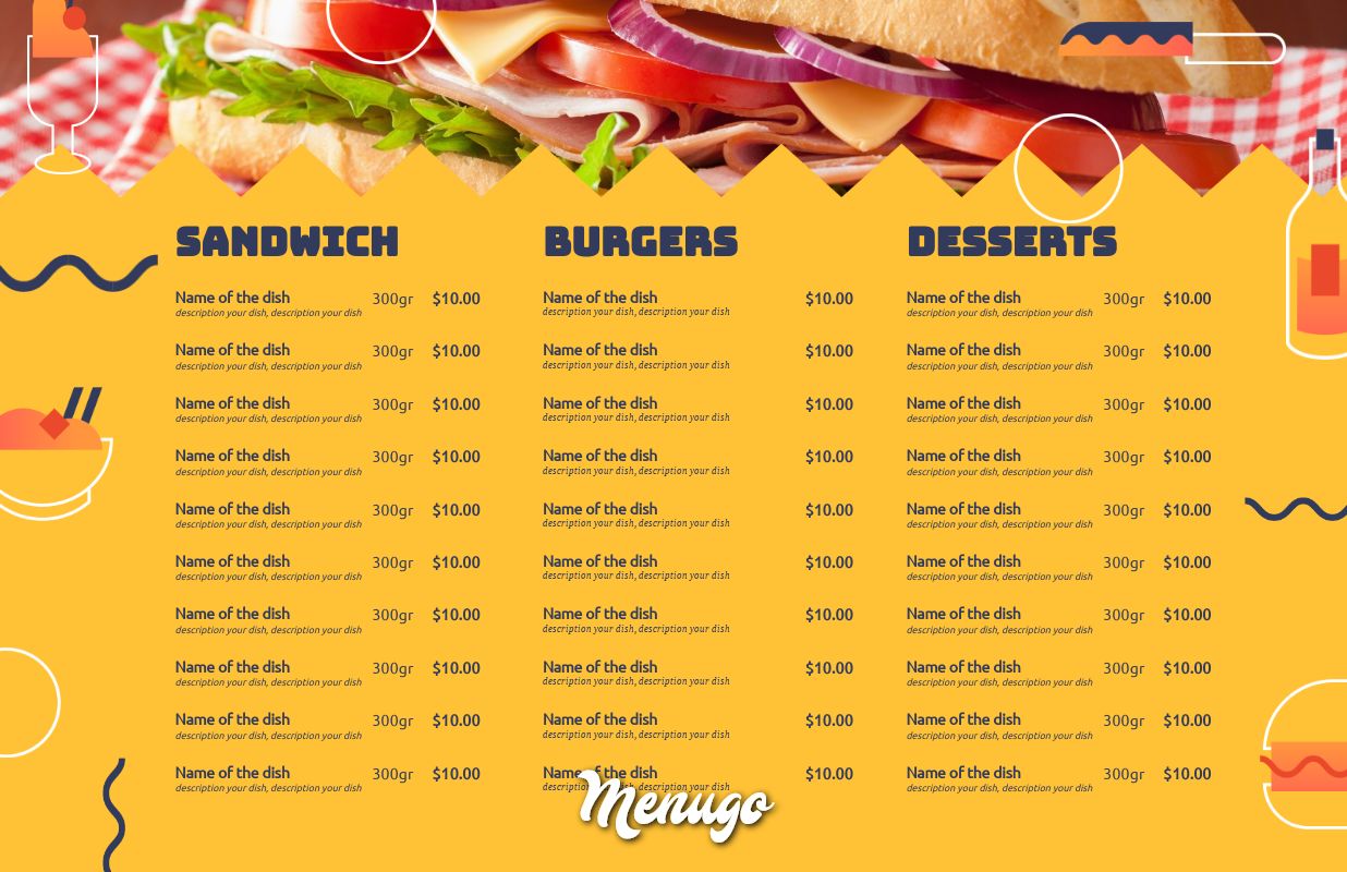Menugo - Cafe, Sandwich, Deli Menu Templates Pertaining To To Go Menu Template
