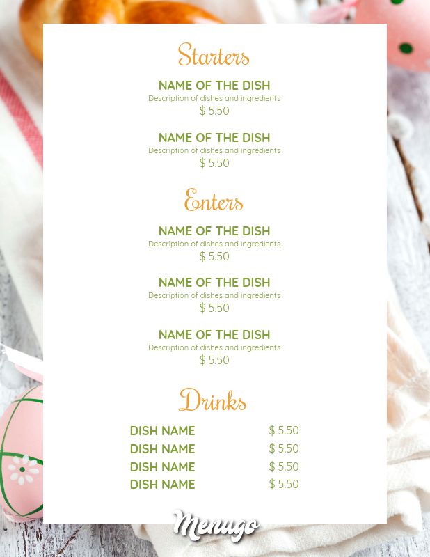 Holiday Menu Template from menugo.com